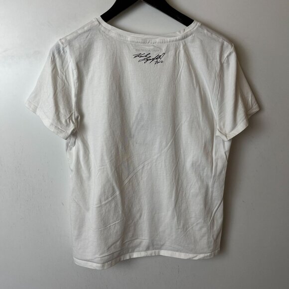 Karl Lagerfeld  Love From Paris T Shirt Womens White Medium M Fashion Designer - Picture 3 of 12